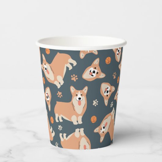 Niedlich Corgi Muster Pappbecher (Rückseite)