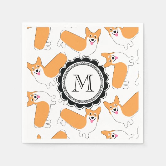 Niedlich Corgi Muster Serviette (Vorderseite)