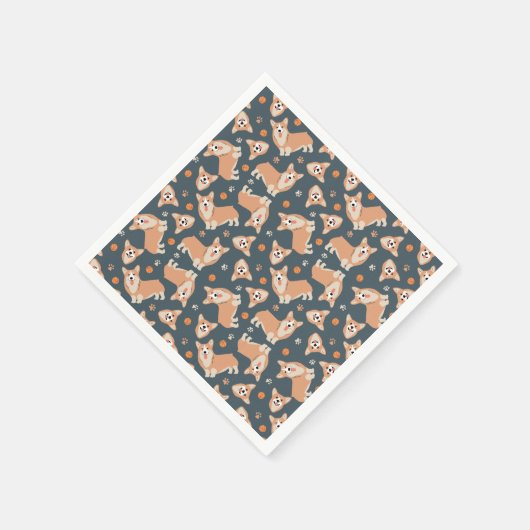 Niedlich Corgi Muster Serviette (Ecke)