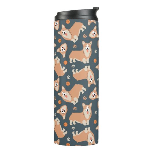 Niedlich Corgi Muster Thermosbecher (Nach links gedreht)