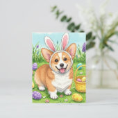 Niedlich Corgi Ostereier Postkarte (Stehend Vorderseite)