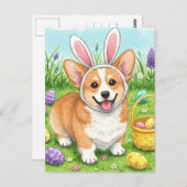 Niedlich Corgi Ostereier Postkarte (Vorne/Hinten)
