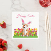Niedlich Corgi Ostergeblasen Tulip Blume Party Serviette (Beispiel)