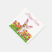 Niedlich Corgi Ostergeblasen Tulip Blume Party Serviette (Ecke)