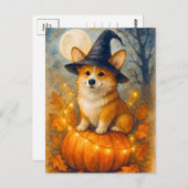 Niedlich Corgi Pumpkin Happy Halloween Postcard Postkarte (Vorne/Hinten)