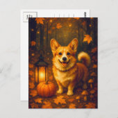 Niedlich Corgi Pumpkin Happy Thanksgiving Postcard Postkarte (Vorne/Hinten)