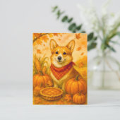 Niedlich Corgi Pumpkin Pie Happy Thanksgiving Post Postkarte (Stehend Vorderseite)