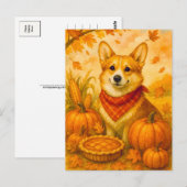 Niedlich Corgi Pumpkin Pie Happy Thanksgiving Post Postkarte (Vorne/Hinten)