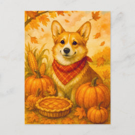 Niedlich Corgi Pumpkin Pie Happy Thanksgiving Post Postkarte