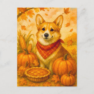 Niedlich Corgi Pumpkin Pie Happy Thanksgiving Post Postkarte