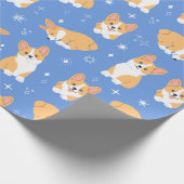 Niedlich Corgi Puppy Dog Blue Geschenkpapier (Ecke)