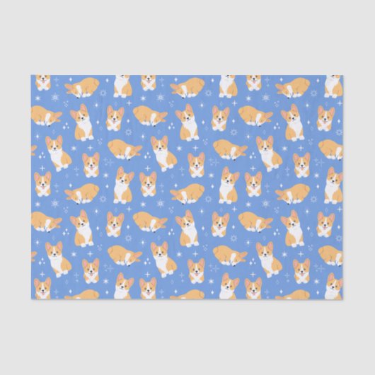 Niedlich Corgi Puppy Dog Blue Seidenpapier (Vorderseite)