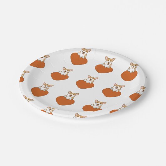 Niedlich Corgi Puppy Dog Pappteller (Schrägansicht)