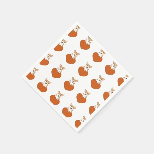 Niedlich Corgi Puppy Dog Serviette (Ecke)