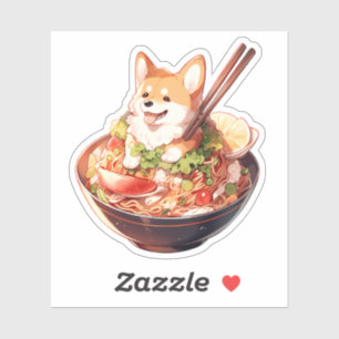 Niedlich Corgi Ramen Custom-Cut Vinyl Stickers Aufkleber
