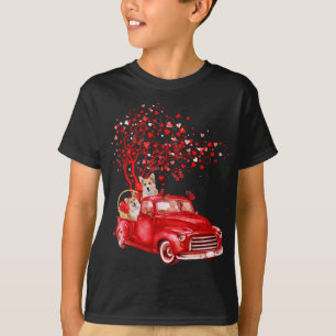 Niedlich Corgi Reiten Red Truck Valentine Butterfl T-Shirt