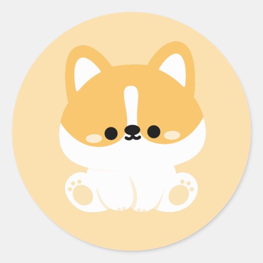 Niedlich Corgi Runder Aufkleber (Vorderseite)