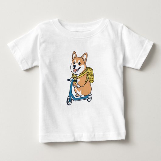 Niedlich Corgi Scooter Kids T - Shirt (Vorderseite)