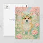 Niedlich Corgi Spring Welsh Corgi Queen Postcard Postkarte (Vorne/Hinten)