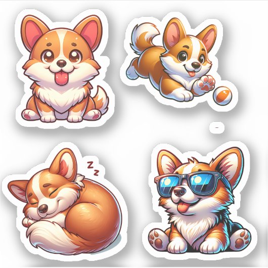 Niedlich Corgi Sticker Pack (Vorderseite)