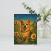 Niedlich Corgi Sunflowers Welsh Corgi Queen Postca Postkarte (Stehend Vorderseite)