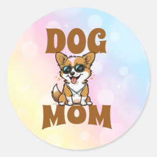 Niedlich Corgi Tragen einer Sonnenbrille Hunde Mam Runder Aufkleber