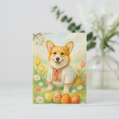 Niedlich Corgi Ukraine Happy Ostereier Postkarte (Stehend Vorderseite)