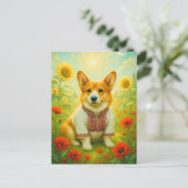 Niedlich Corgi Ukraine Sonnenblume Walisische Köni Postkarte (Stehend Vorderseite)