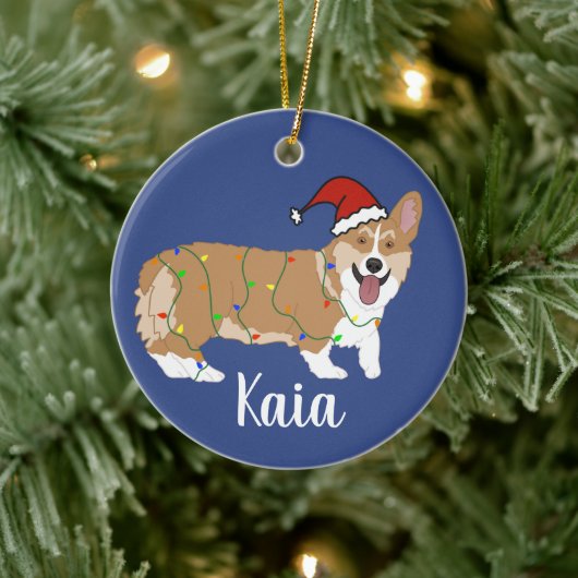 Niedlich Corgi Weihnachten Keramik Ornament (Baum)