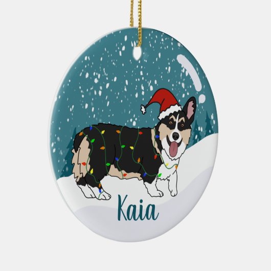 Niedlich Corgi Weihnachten Keramik Ornament (Rechts)