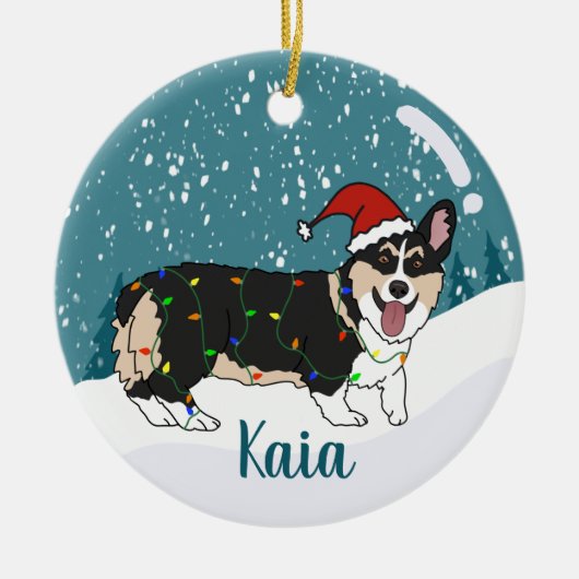 Niedlich Corgi Weihnachten Keramik Ornament (Vorne)