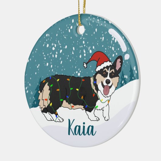 Niedlich Corgi Weihnachten Keramik Ornament (Links)