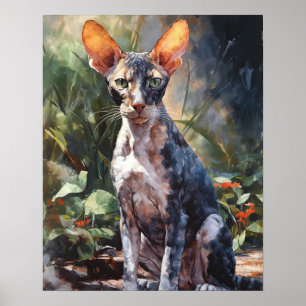 Niedlich Cornish Rex Cat Art Print Poster