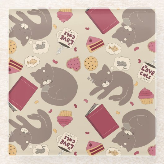 Niedlich Cosy Cat Lovers Collage Glasuntersetzer (Vorderseite)
