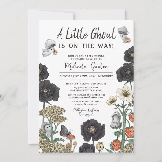 Niedlich Cotgagecore Ghosts Halloween-Kinderdusche Einladung (Vorderseite)