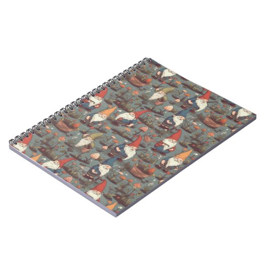 Niedlich CotgageCore Gnome Garden Spiral Notebook Notizblock (Linke Seite)