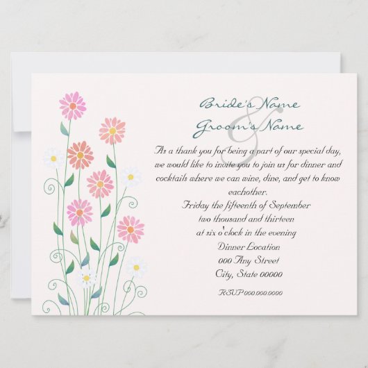 Niedlich Country Daisis Probe Abendessen Einladung (Vorderseite)