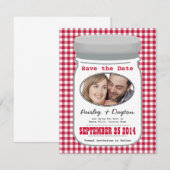 Niedlich Country Gingham Mason Jar Save the Date (Vorne/Hinten)