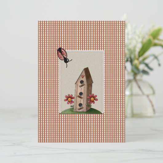 Niedlich Country Red Gingham Karos Babydusche Einladung (Stehend Vorderseite)