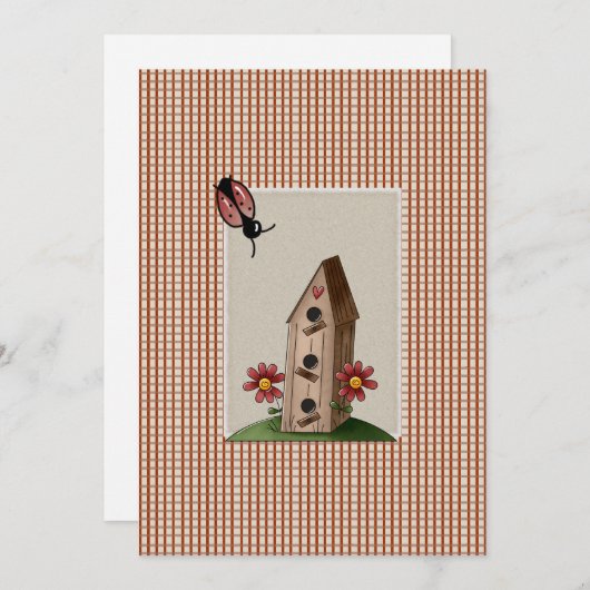 Niedlich Country Red Gingham Karos Babydusche Einladung (Vorne/Hinten)