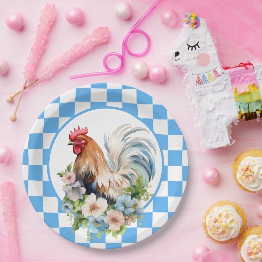 Niedlich Country Rooster Liebhaber Pappteller (Party)