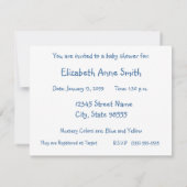 Niedlich Country Style Blue Eichhörnchen Babydusch Einladung (Rückseite)