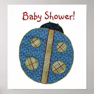 Niedlich Country Style Blue Ladybug Babydusche Poster