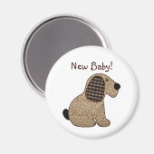 Niedlich Country Style Gingham Dog New Baby Magnet (Vorderseite/Rückseite)