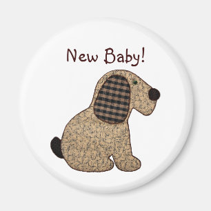 Niedlich Country Style Gingham Dog New Baby Magnet
