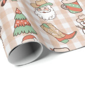 Niedlich Country Western Cowboy Gingham Weihnachte Geschenkpapier (Rolleneckpunkt)