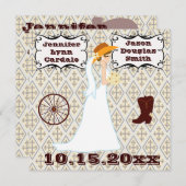 Niedlich Country Western Cowboy Hochzeitseinladung Einladung (Vorne/Hinten)