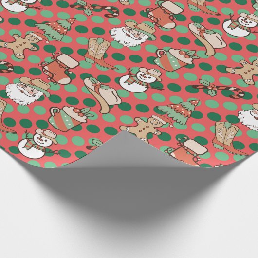 Niedlich Country Western Cowboy Polka Dot Weihnach Geschenkpapier (Ecke)