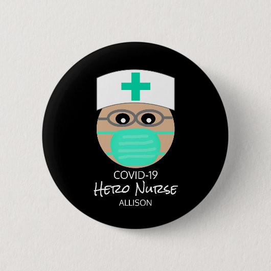 Niedlich Covid 19 Nurse Hero Personalisiert Button (Vorderseite)