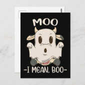 Niedlich Cow Moo Halloween Ghost Boo Postkarte (Vorne/Hinten)